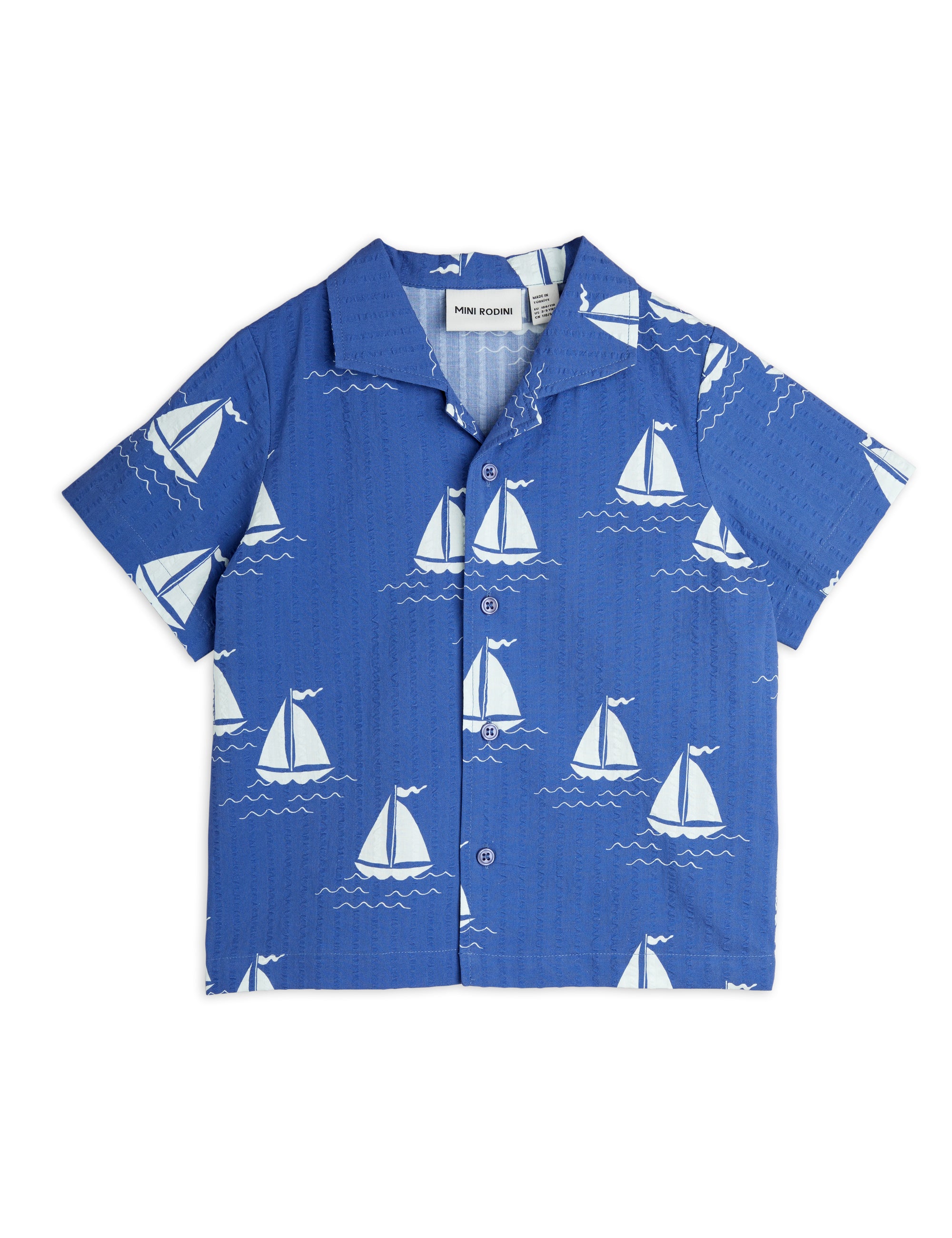 【MINI RODINI ミニロディーニ】   Sailing boats aop woven ss shirt