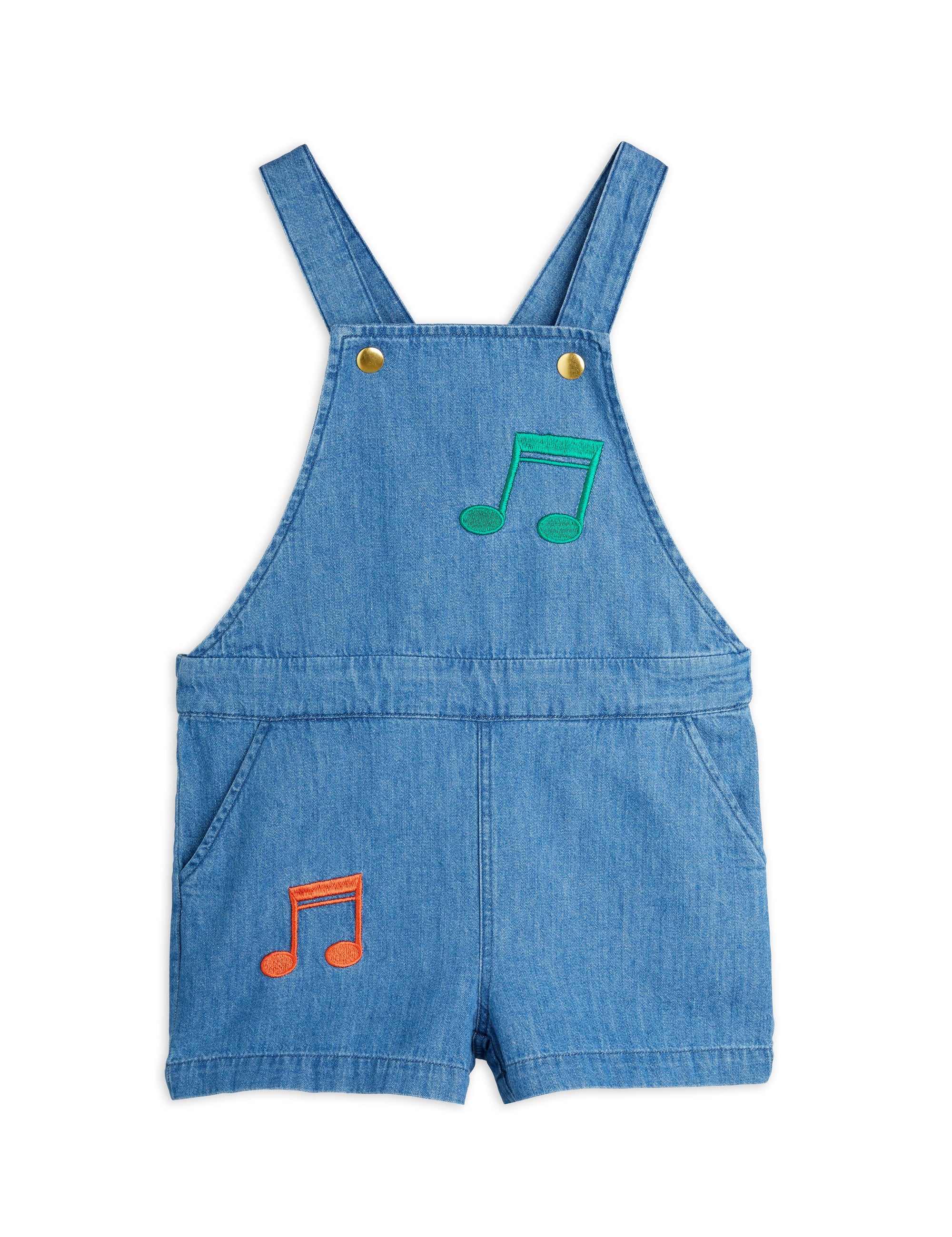 【MINI RODINI ミニロディーニ】   Note emb lightweight denim dungarees