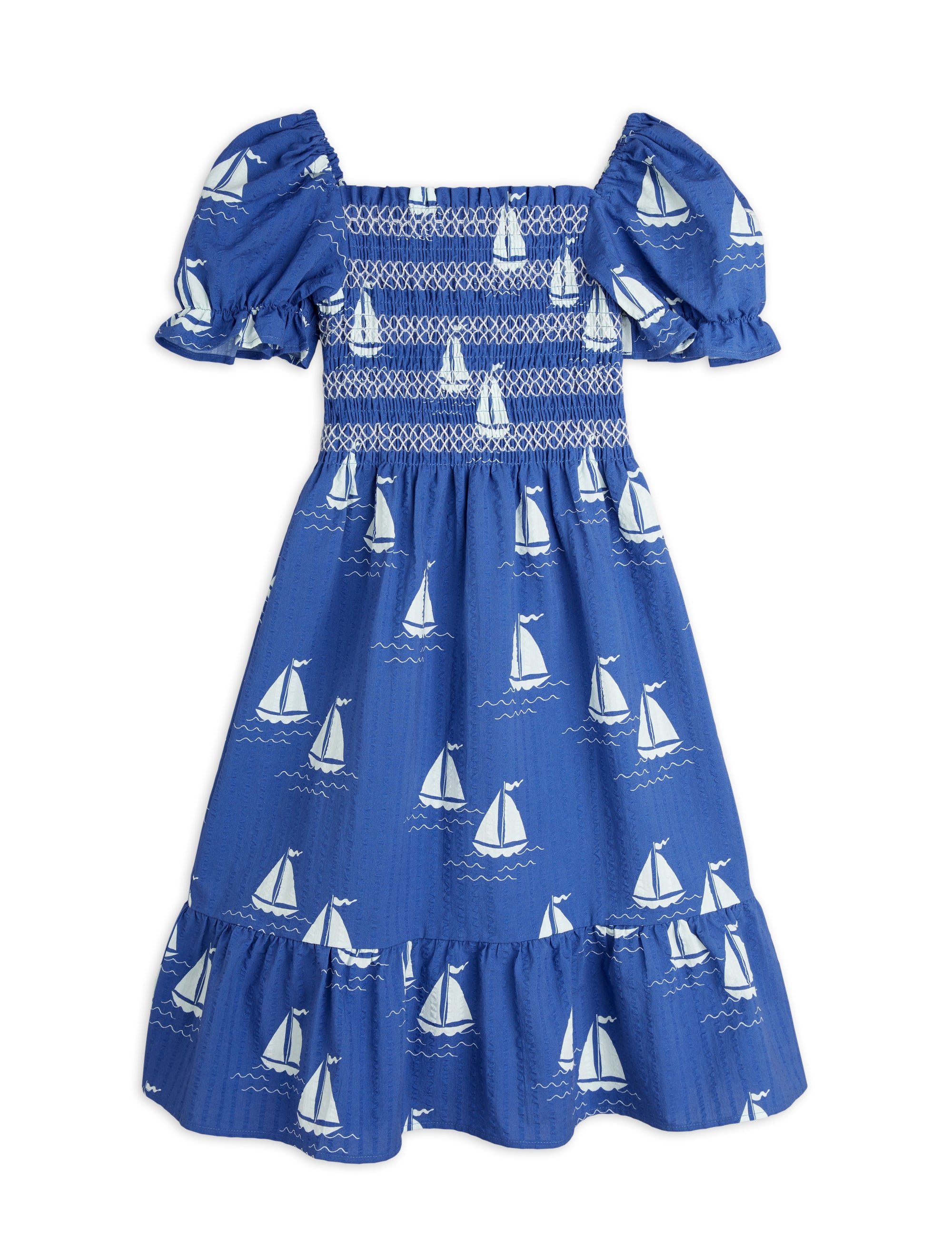 【MINI RODINI ミニロディーニ】   Sailing boats aop woven smock dress