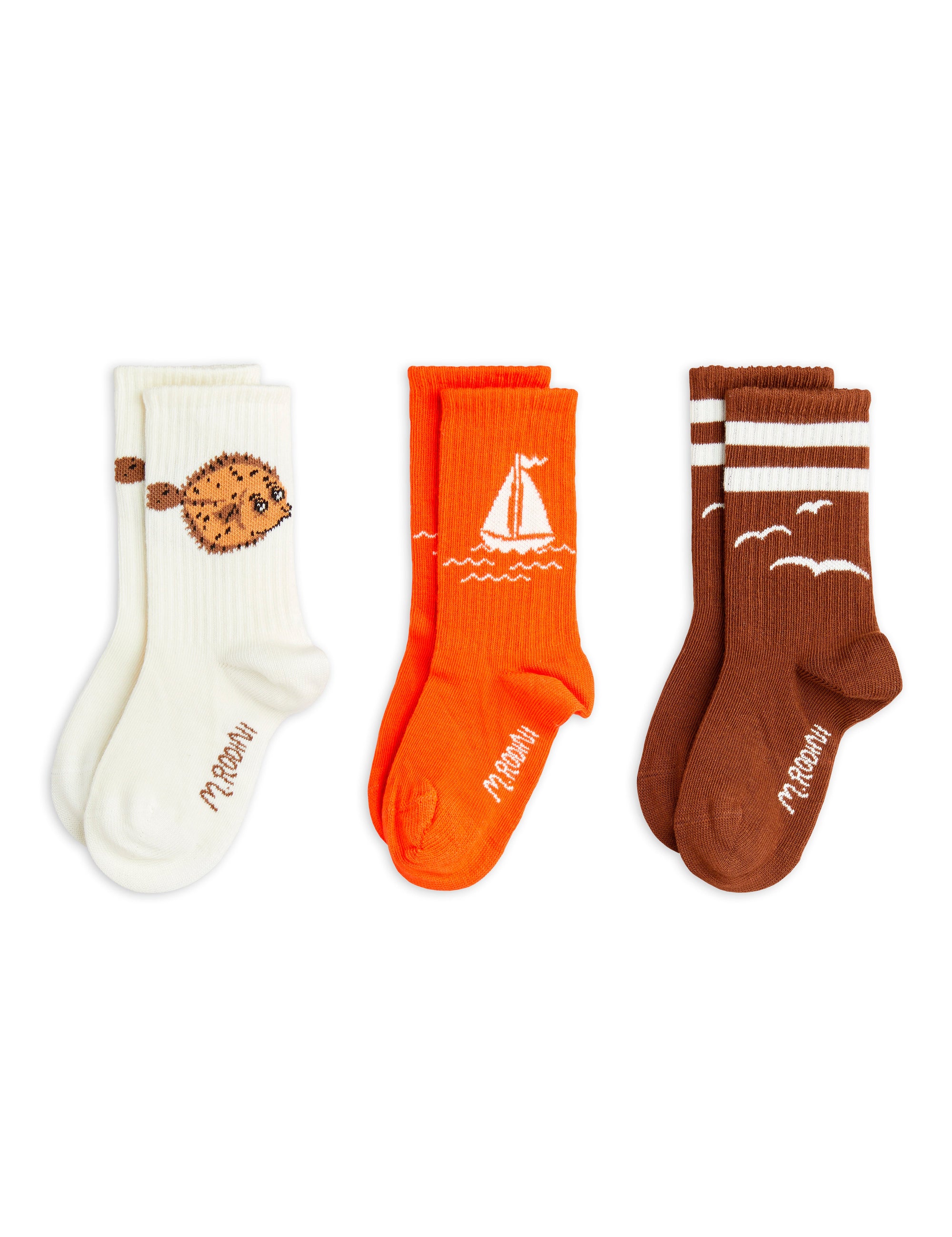 【MINI RODINI ミニロディーニ】Sailing boats 3-pack socks