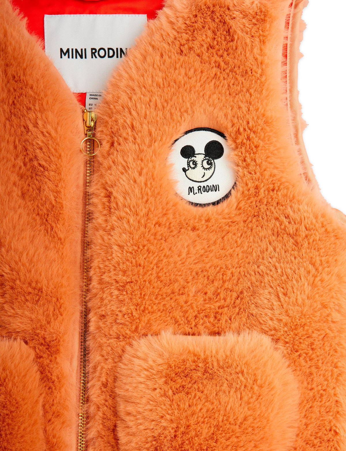【MINI RODINI ミニロディーニ】Ritzratz patch faux fur vest