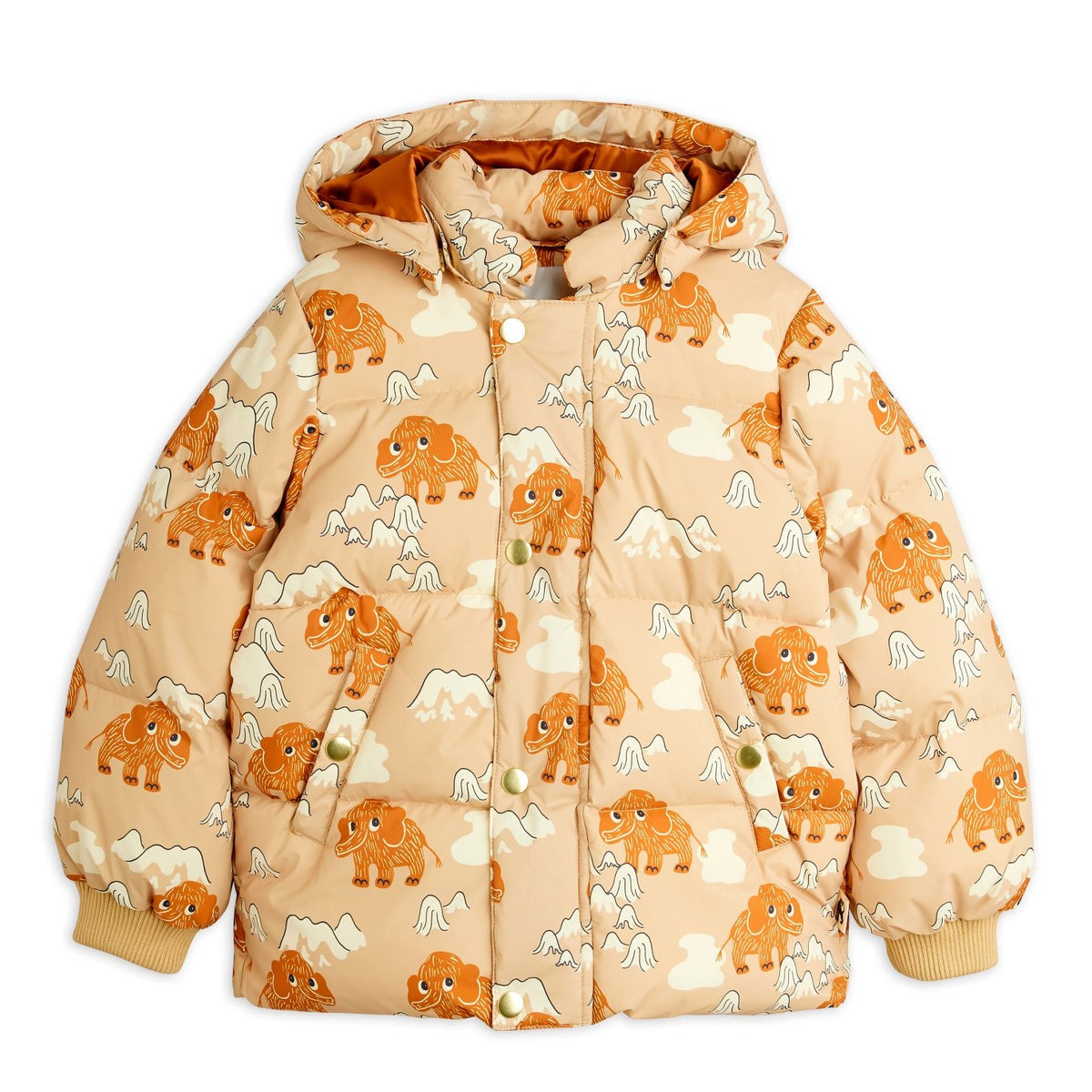 【MINI RODINI ミニロディーニ】Mammoths aop hooded puffer