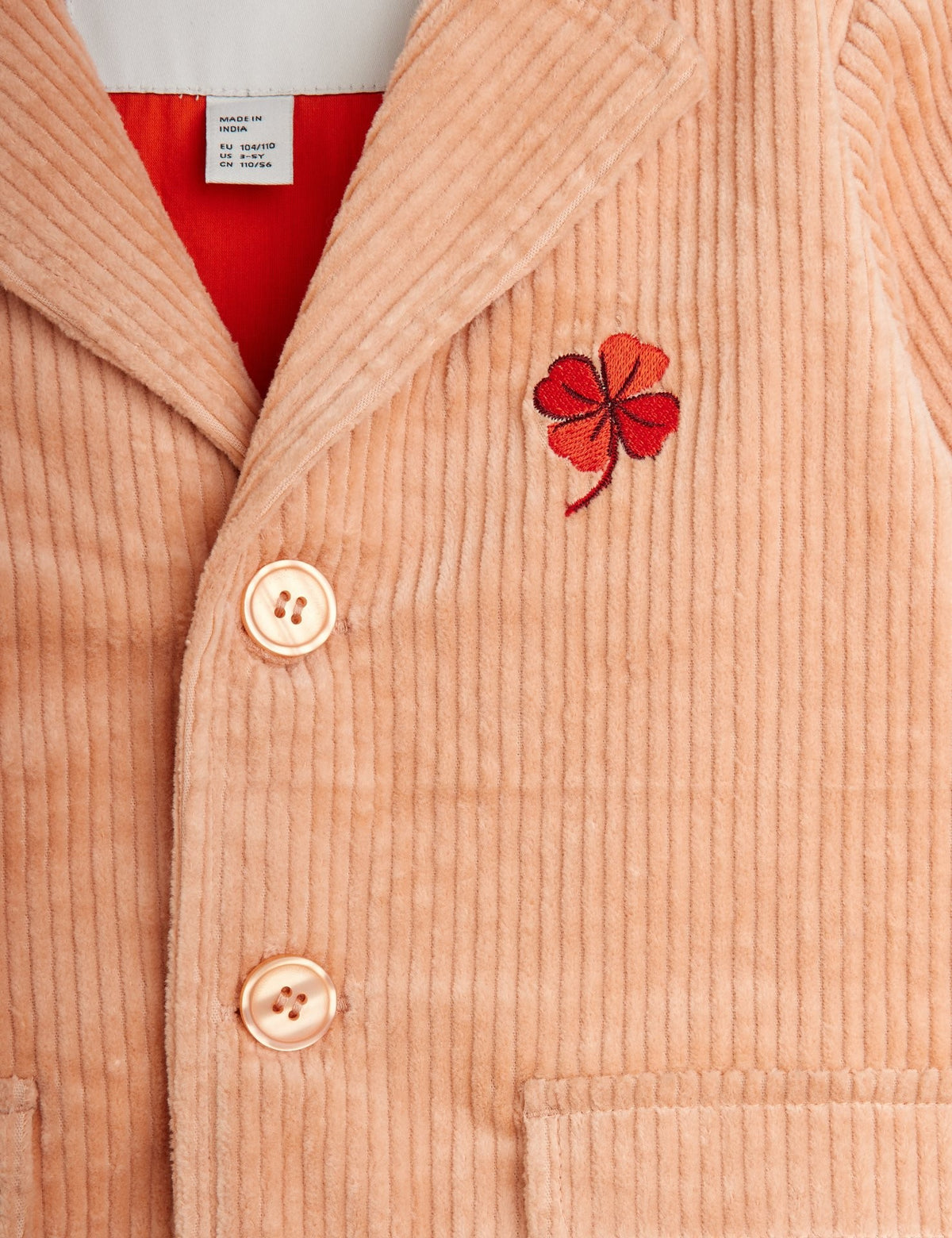 【MINI RODINI ミニロディーニ】Clover emb corduroy blazer