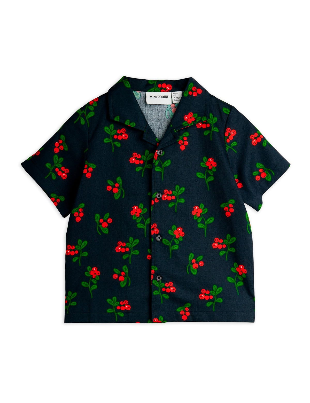 【MINI RODINI ミニロディーニ】Lingonberries aop woven ss shirt