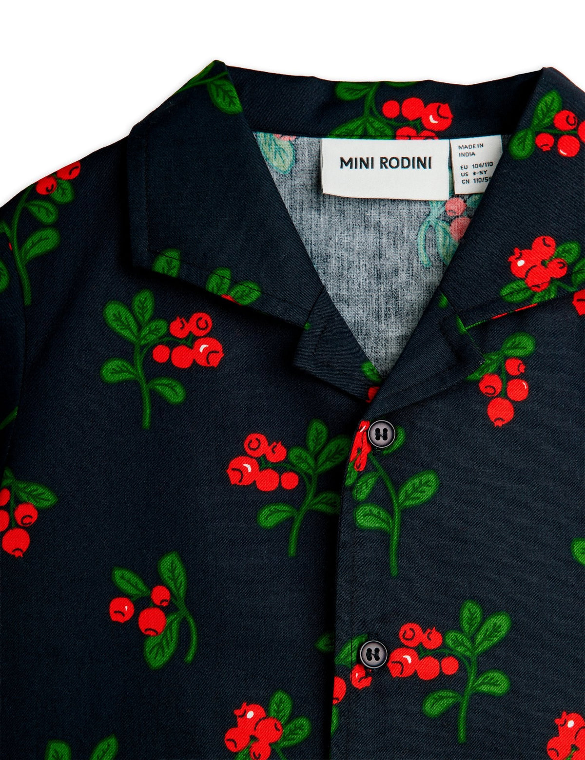 【MINI RODINI ミニロディーニ】Lingonberries aop woven ss shirt
