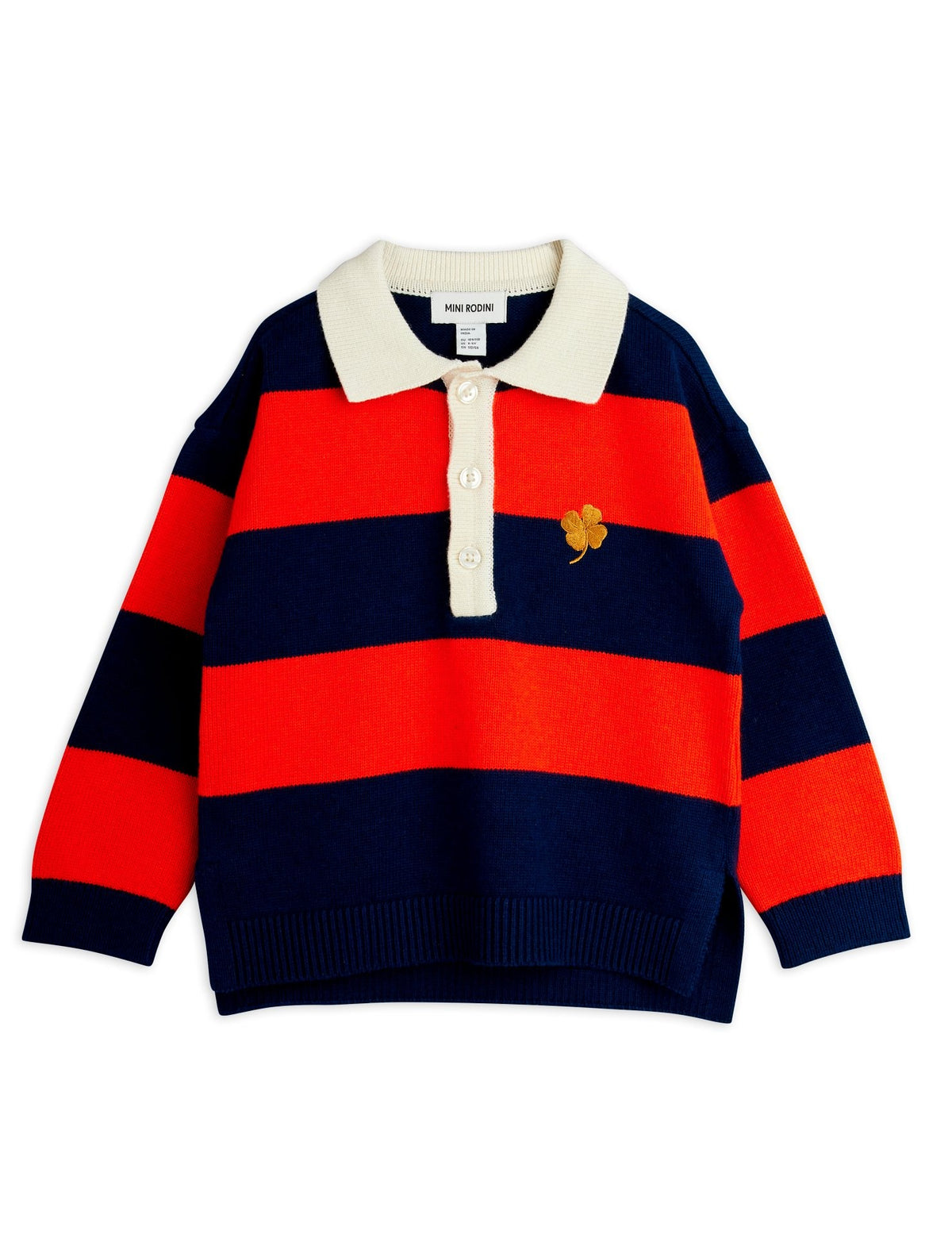 【MINI RODINI ミニロディーニ】Clover emb knitted rugby sweater
