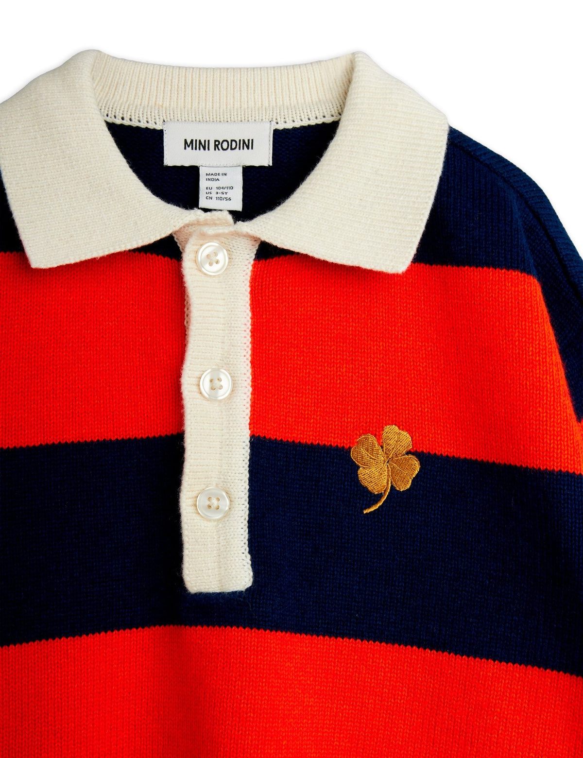 【MINI RODINI ミニロディーニ】Clover emb knitted rugby sweater