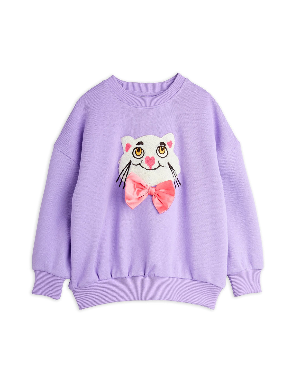 【MINI RODINI ミニロディーニ】Cat with bowtie chenille sweatshirt