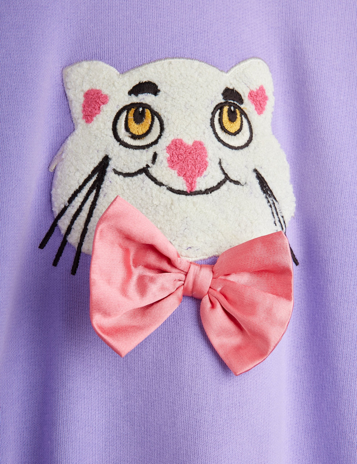 【MINI RODINI ミニロディーニ】Cat with bowtie chenille sweatshirt