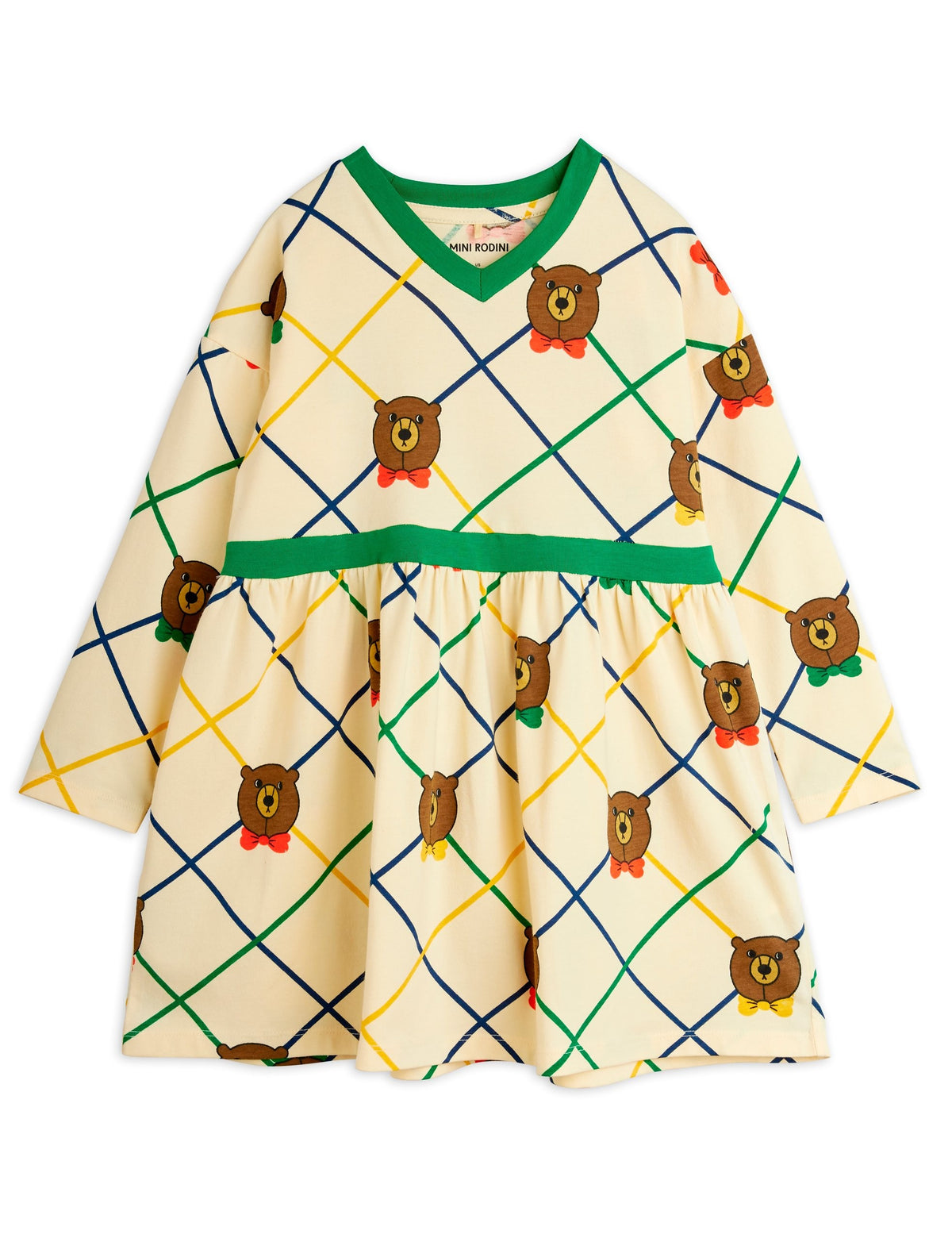 【MINI RODINI ミニロディーニ】Bear check aop ls dress