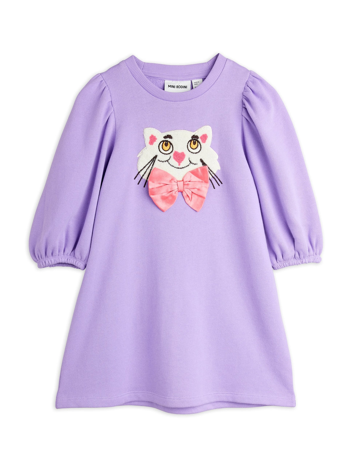 【MINI RODINI ミニロディーニ】Cat with bowtie chenille sweatdress