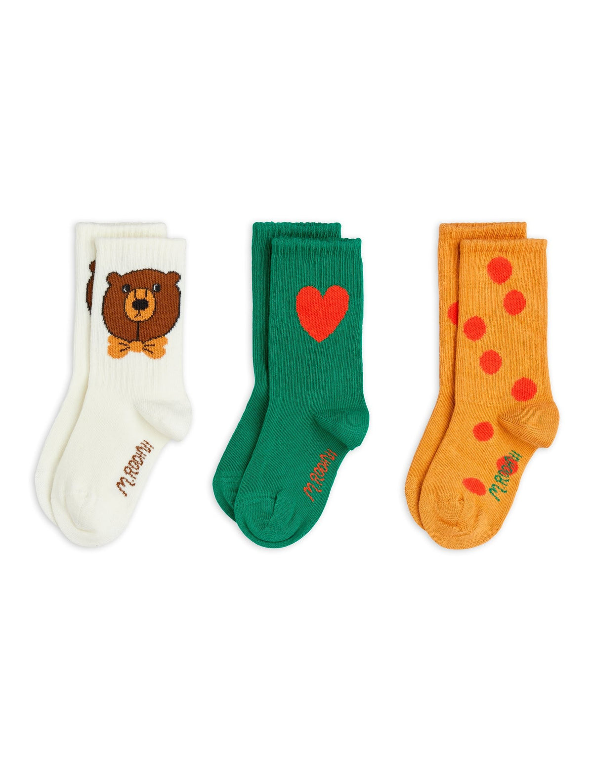 【MINI RODINI ミニロディーニ】Bear 3-pack socks