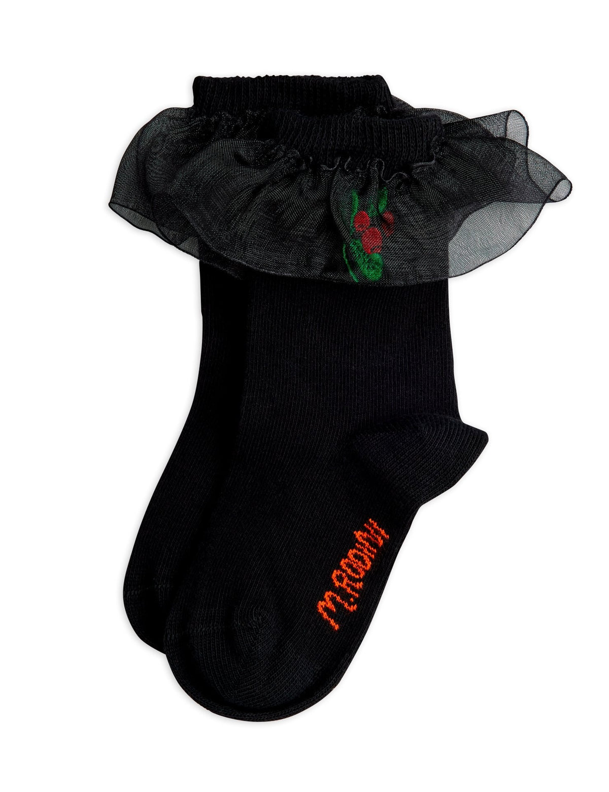 【MINI RODINI ミニロディーニ】Lingonberry emb frill 1-pack socks