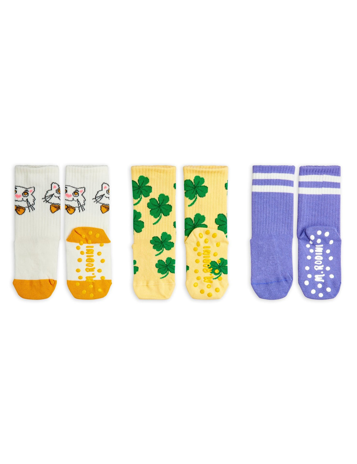 【MINI RODINI ミニロディーニ】Cat 3-pack anti-slip socks