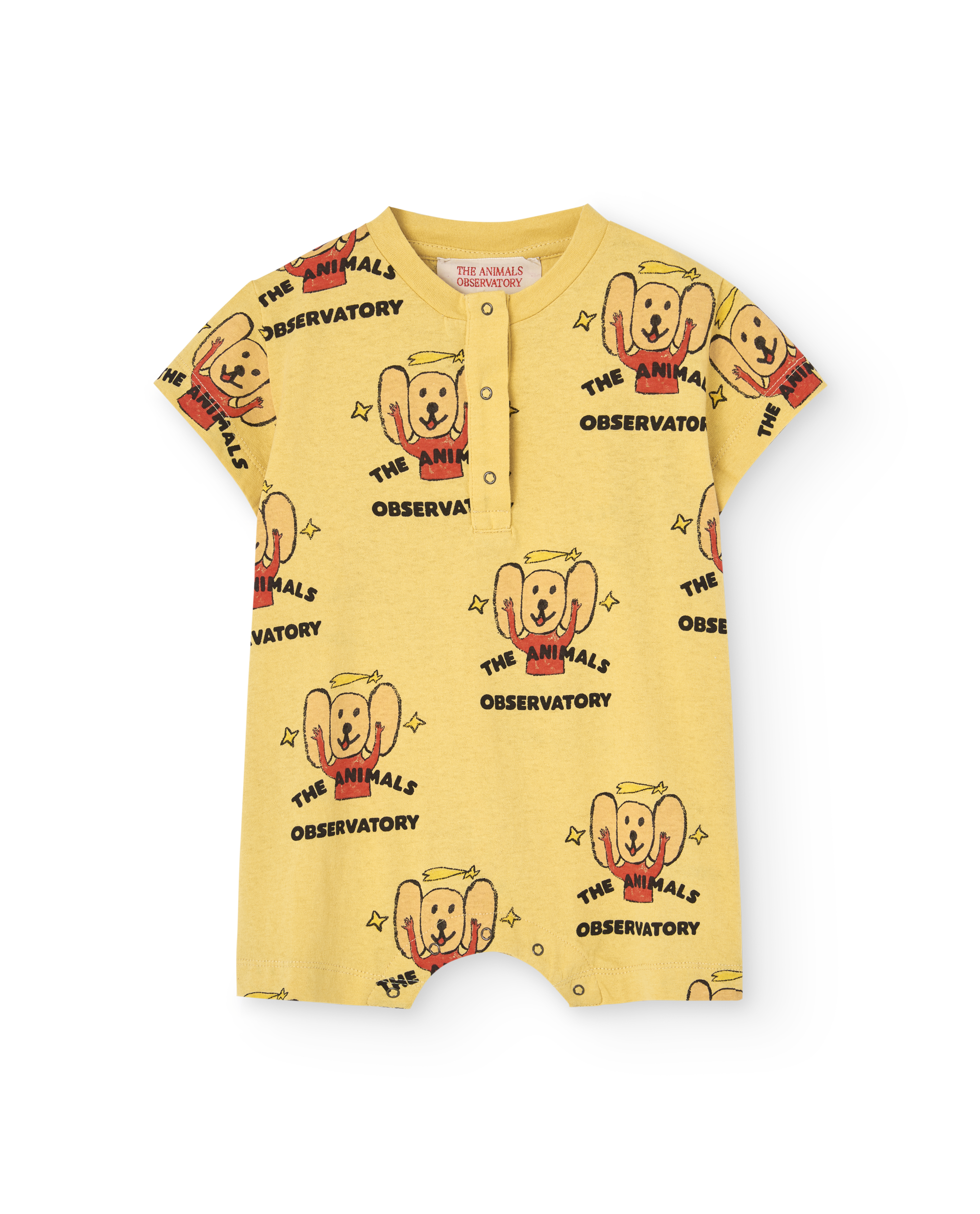【The Animals Observatory】GOOSE BABY SHORT JUMPSUIT Yellow Logo
